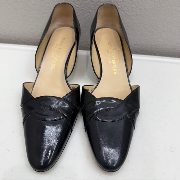Silvia Fiorentina Low Heel Pumps Shoes Size 8 Black Patent Leather - Picture 2 of 10